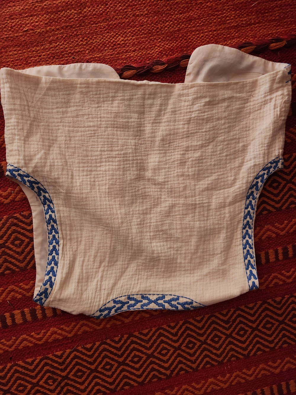 Embroidered Floral Cream & Blue Vest - Women's Jacket - Picture 7 of 7